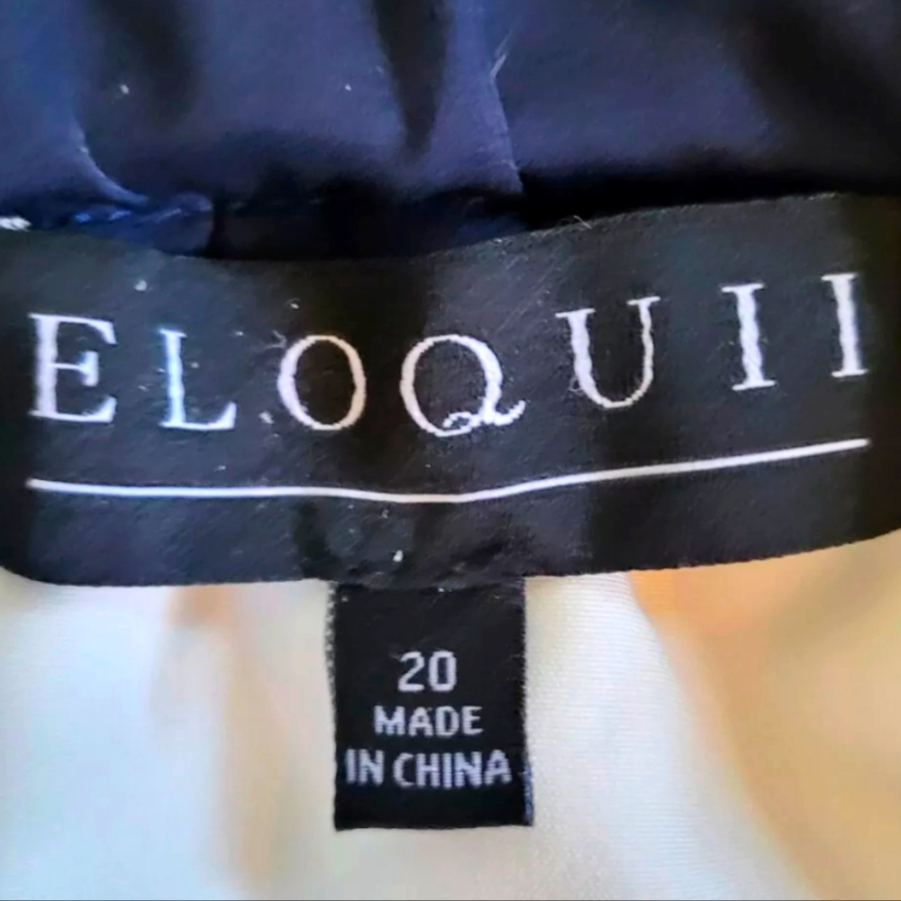 Eloquii NWT Women Navy White Halter Flutter Sleeve Birds of Paradise Dress SZ 20
